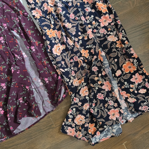 Old Navy bundle! Puff-Sleeves Floral-Prints Pintucked Smocked Midi Swing Dress S - Picture 6 of 10